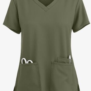Olive Green V-Neck Women's Scrub Top Medcouture Insight size Medium